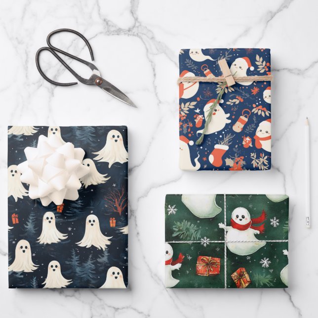 Papier d'enveloppement de fantôme de Noël (Recto)