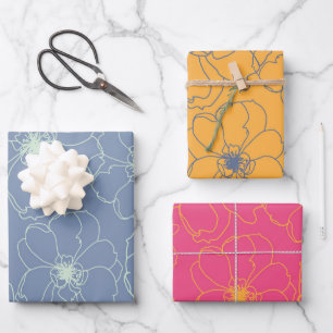Papier d'enveloppement de fleurs dansantes