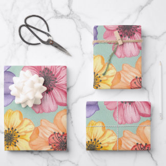 Papier d'enveloppement de fleurs d'aquarelle