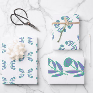 Papier d'enveloppement de fleurs folksy