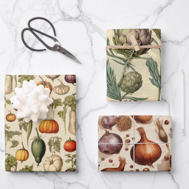 Papier d'enveloppement de légumes mélangés vintage (Recto)