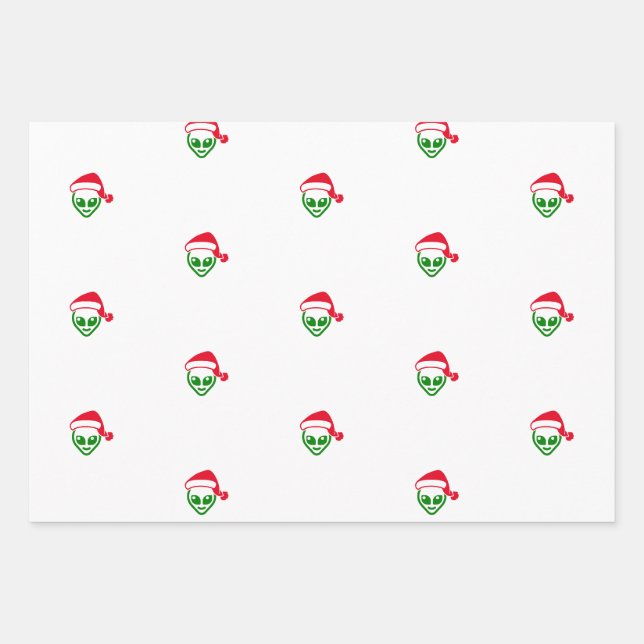 Papier d'enveloppement de Noël "Alien Père Noël" (Devant 3)