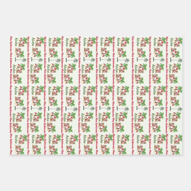 Papier d'enveloppement de Noël Aloha Hawaiian (Devant)
