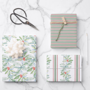 Papier d'enveloppement de Noël Aquarelle Botanique