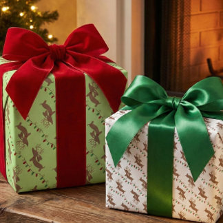 Papier d'enveloppement de Noël Dachshund - Deux st