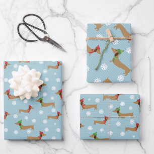 Papier d'enveloppement de Noël Dachshund Flammes d