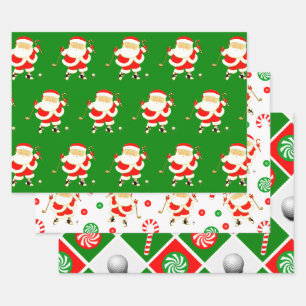 Papier d'enveloppement de Noël de golf
