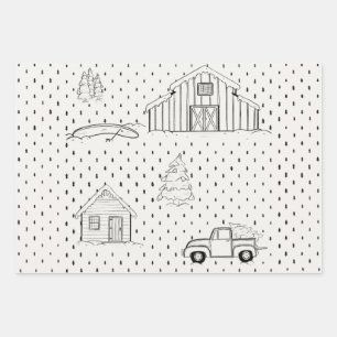 Papier d'enveloppement de Noël de la ferme