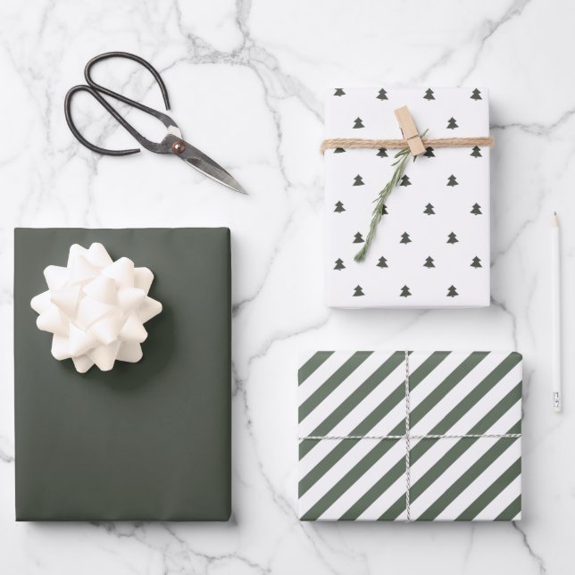 Papier d'enveloppement de Noël de la forêt verte (Recto)