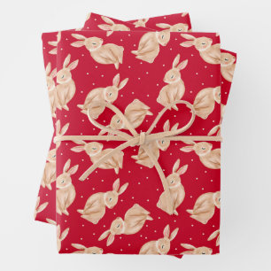 Papier d'enveloppement de Noël de lapin de bois
