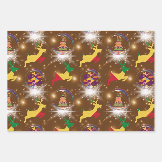 Papier d'enveloppement de Noël d'inspiration afric (Devant 3)