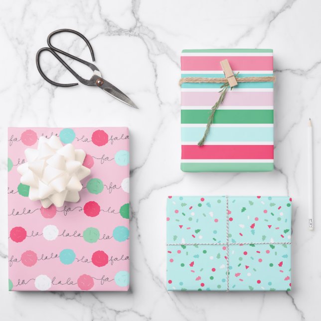 Papier d'enveloppement de Noël Fa La Garland - Tri (Recto)