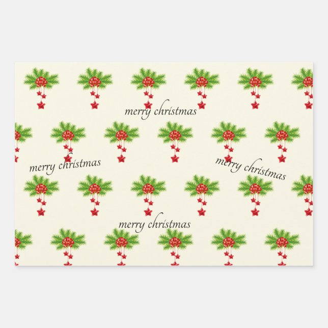 Papier d'enveloppement de Noël Jeu de 3 feuilles p (Devant)