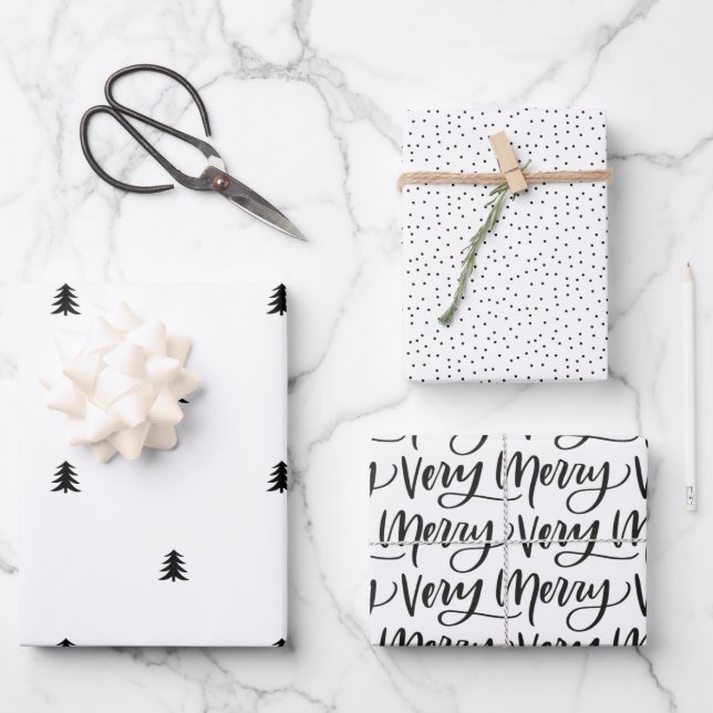 Papier d'enveloppement de Noël minimal tendance (Recto)