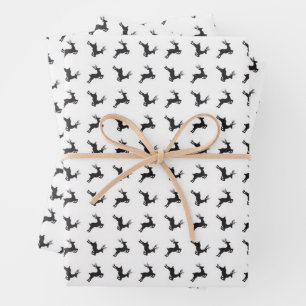 Papier d'enveloppement de Noël noir blanc renne