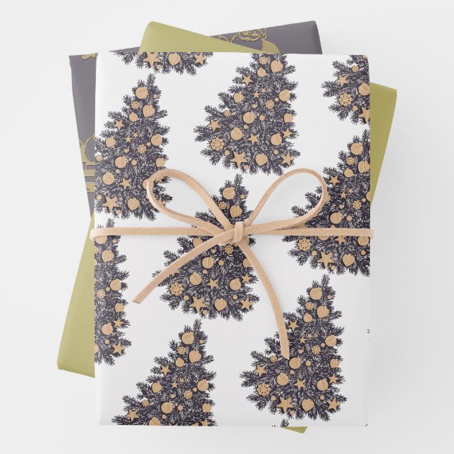 Papier d'enveloppement de Noël Père Noël Gold (En situation)