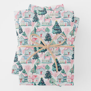 Papier d'enveloppement de Noël rose