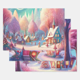 Papier d'enveloppement de Noël série de 3