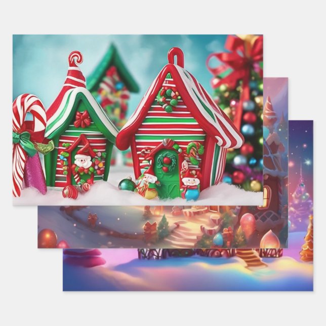 Papier d'enveloppement de Noël série de 3 (Lot)
