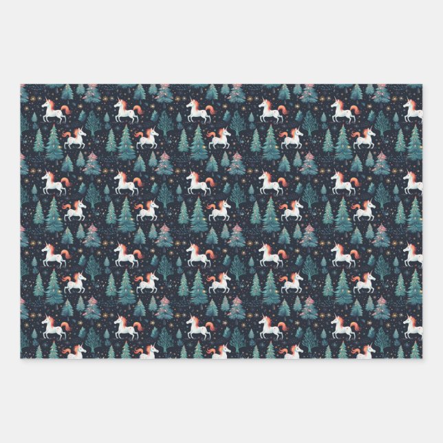 Papier d'enveloppement de Noël Unicorne (Devant)