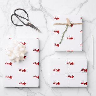 Papier d'enveloppement de Père Noël et de rennes v