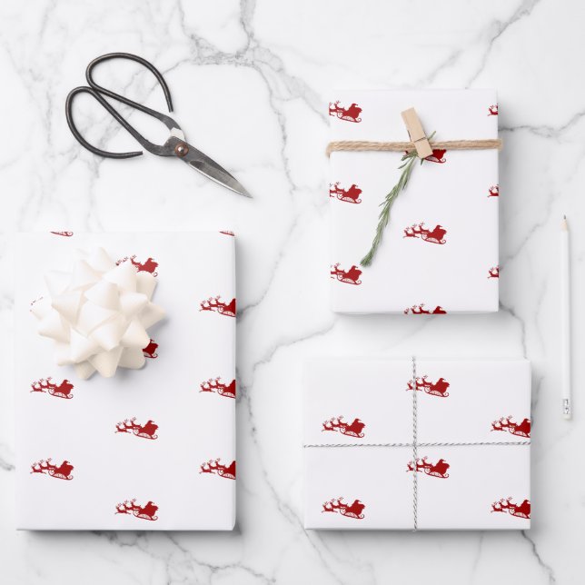 Papier d'enveloppement de Père Noël et de rennes v (Recto)