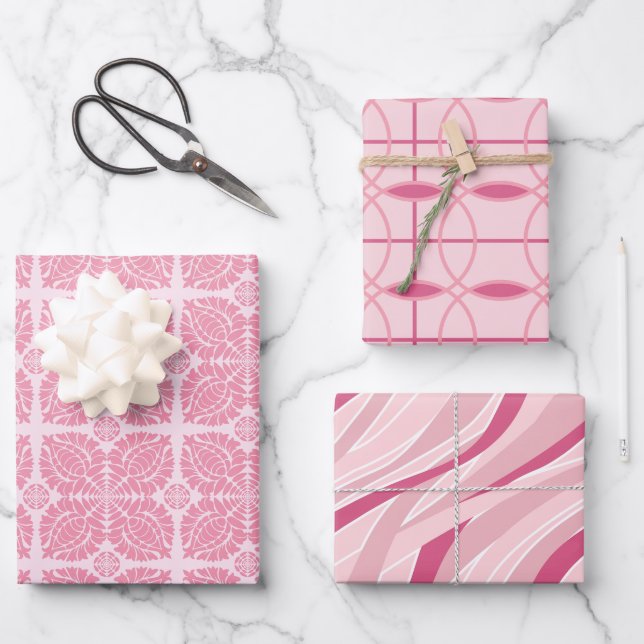 Papier d'enveloppement de ton rose en série de 3 d (Recto)