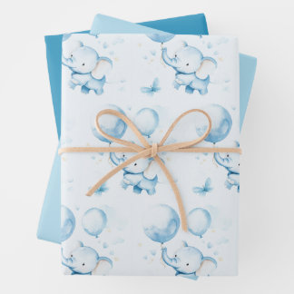 Papier d'enveloppement d'éléphant bleu Aquarelle