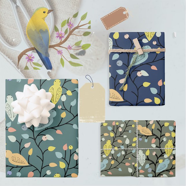 Papier d'enveloppement des oiseaux de printemps co (Créateur téléchargé)