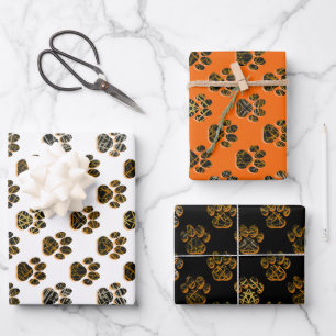 Papier d'enveloppement d'Halloween de pattes d'ani