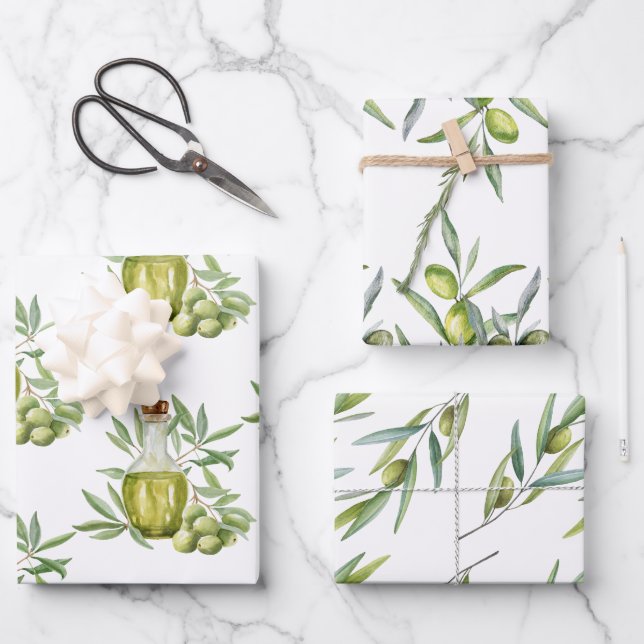 Papier d'enveloppement d'olive méditerranéen (Recto)