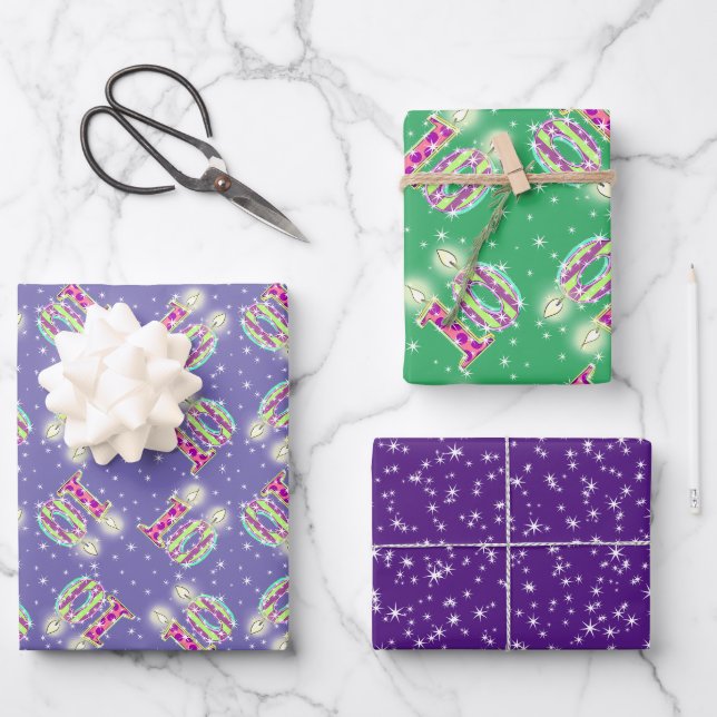 Papier d'enveloppement du 10e anniversaire violet  (Recto)