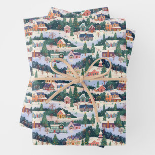 Papier d'enveloppement du village de Noël
