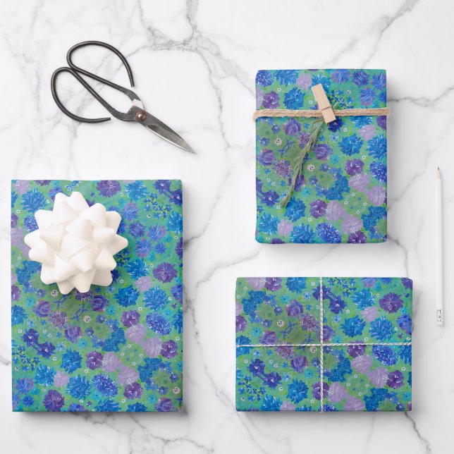 Papier d'enveloppement floral éclaboussé (Recto)