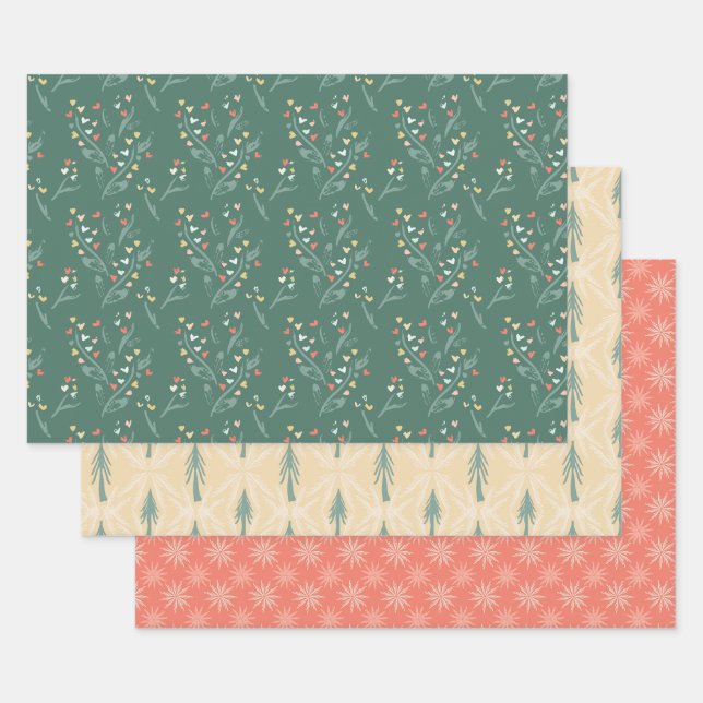 Papier d'enveloppement floral festif (Lot)