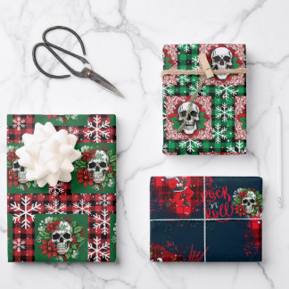 Papier d'enveloppement gothique de Noël avec crâne