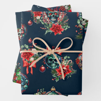 Papier d'enveloppement gothique du crâne de Noël