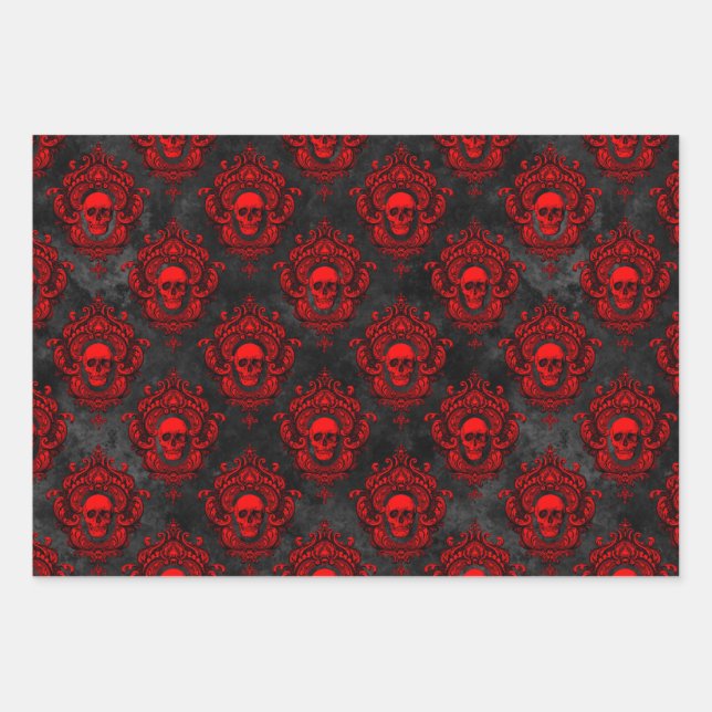 Papier d'enveloppement gothique rouge et noir (Devant)