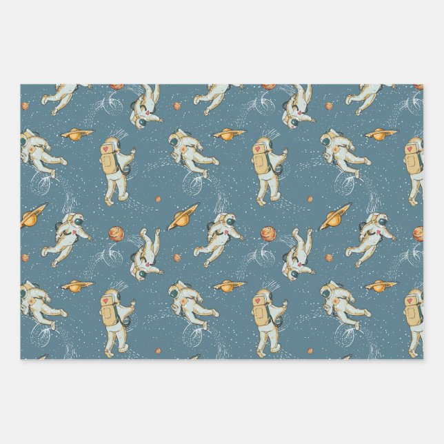 Papier d'enveloppement inspiré de l'espace (Devant)