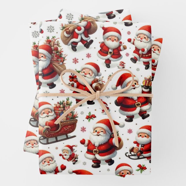 Papier d'enveloppement Jolly Santas (En situation)