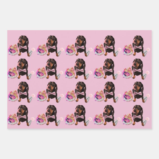 Papier d'enveloppement mignon Dachshund 48x73 cm (Devant)
