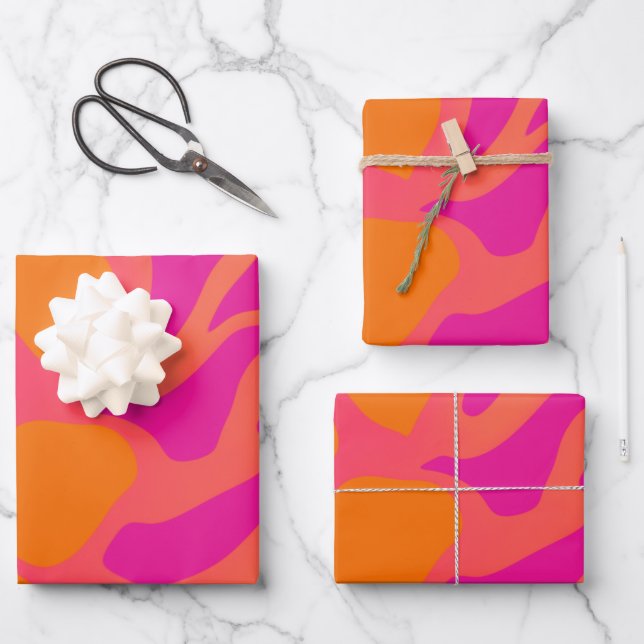 Papier d'enveloppement orange et rose chaud (Recto)