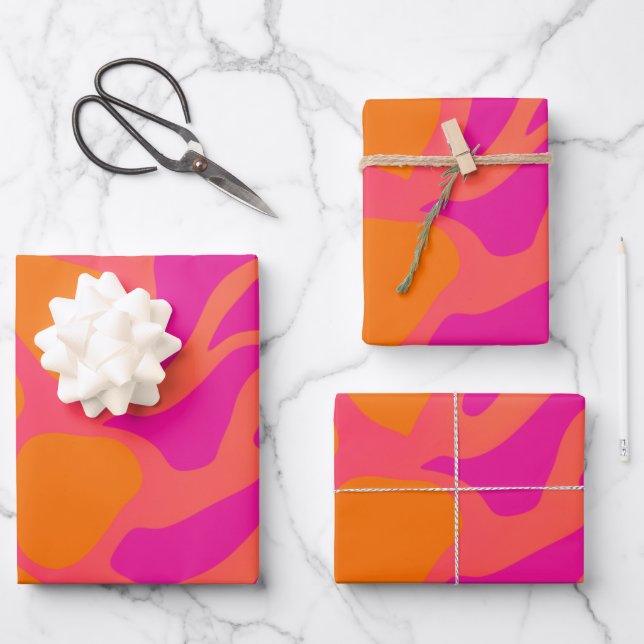 Papier d'enveloppement orange et rose chaud (Recto)
