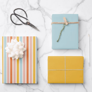 Papier d'enveloppement Pastel Retro Stripe Vintage