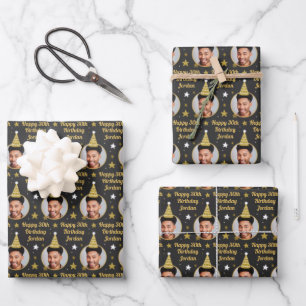 Papier d'enveloppement personnalisé Étoiles noir e