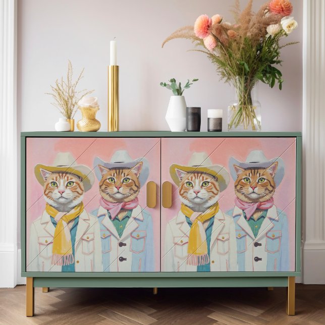 Papier d'enveloppement pour chats Cowboy pour déco (This is a mockup, this design may appear larger or smaller on your furniture depending on size.)