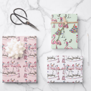 Papier d'enveloppement pour fêtes de Flamant rose