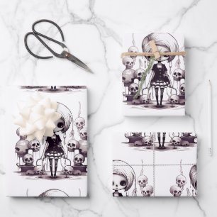 Papier d'enveloppement pour fille zombie de dessin