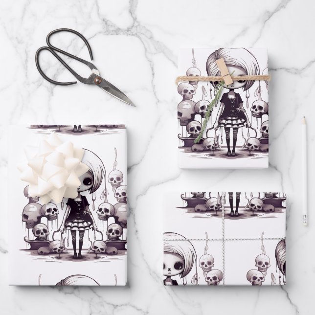 Papier d'enveloppement pour fille zombie de dessin (Recto)