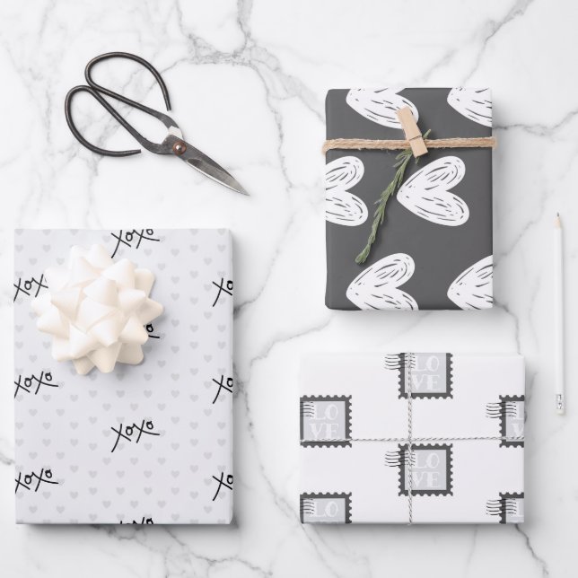 Papier d'enveloppement XOXO Black Valentine 19" x  (Recto)
